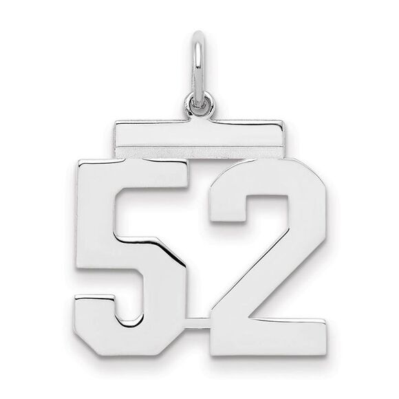 Sterling Silver Athletic Collection Medium Polished Number 52 Pendant